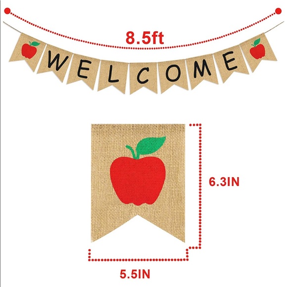 Back to School Welcome Burlap Banner - Picture 2 of 5